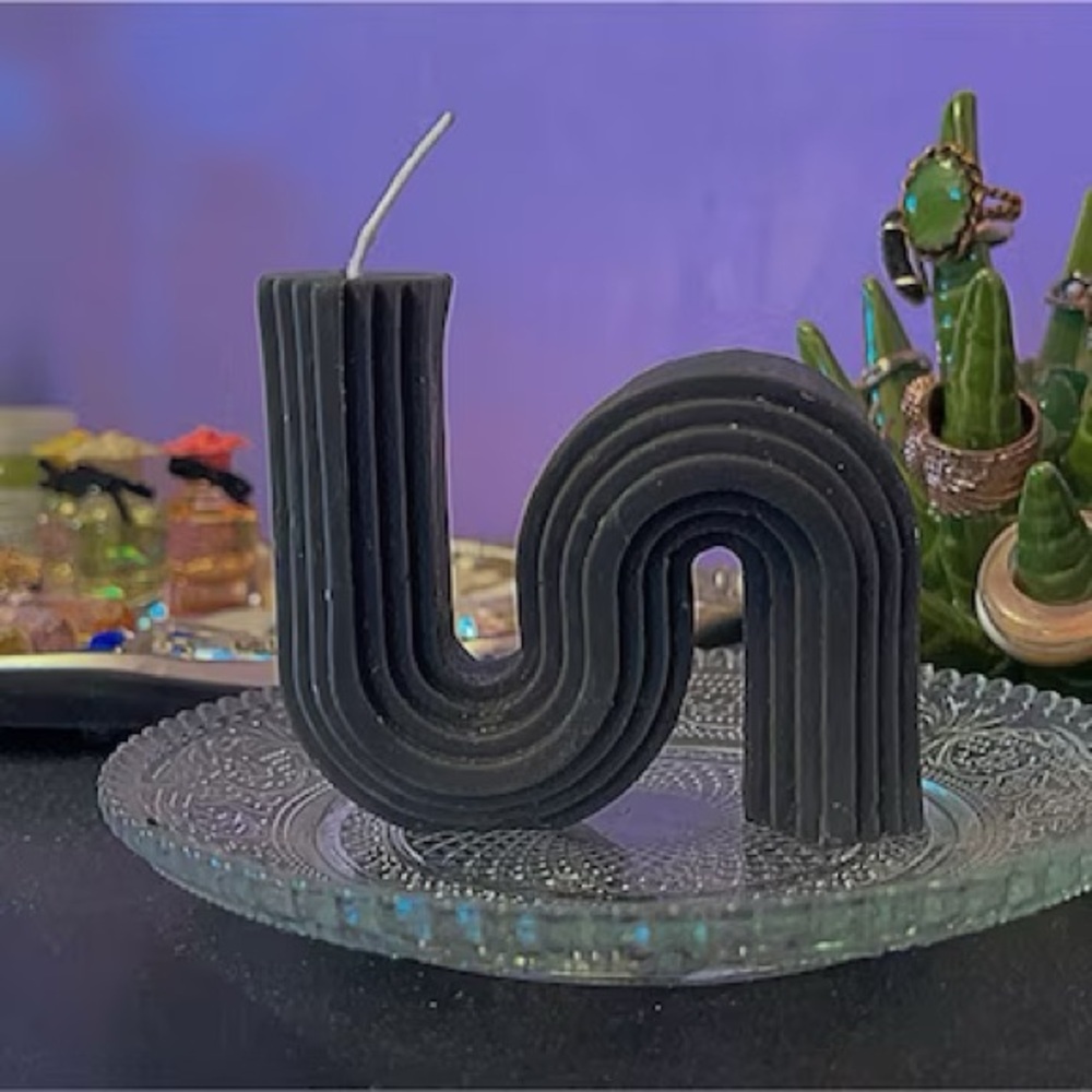 Modern Black Sculptural Candle